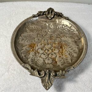 Ornate Metal Grape Motif Dish